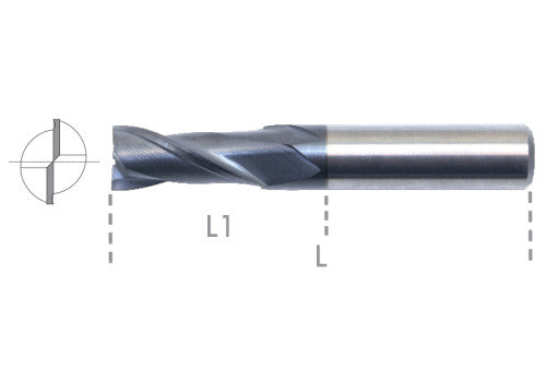 13 200 -Two flutes end mills, Carbide.